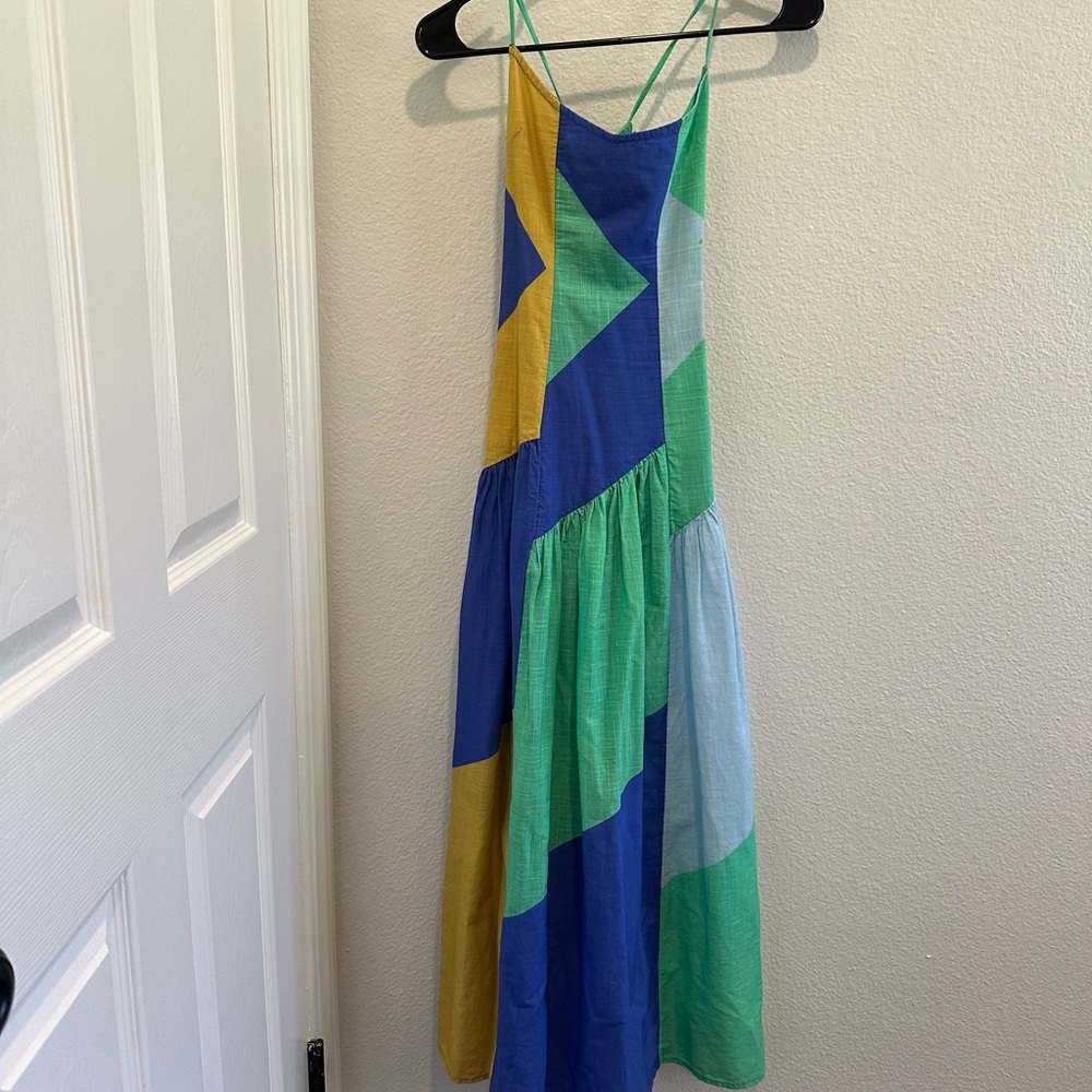 Anthropologie Blue and Green Maxi Dress